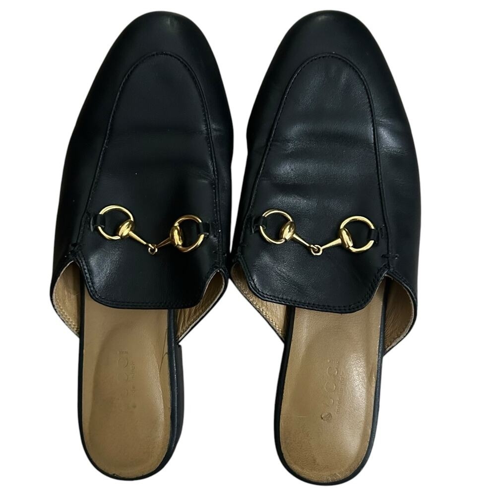 Gucci Princetown Black Leather Mules Size 36